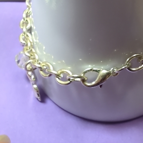 Oval Link Chain Charm Bracelet  With Angel Theme Vintage Lobster Clasp - Picture 4 of 11